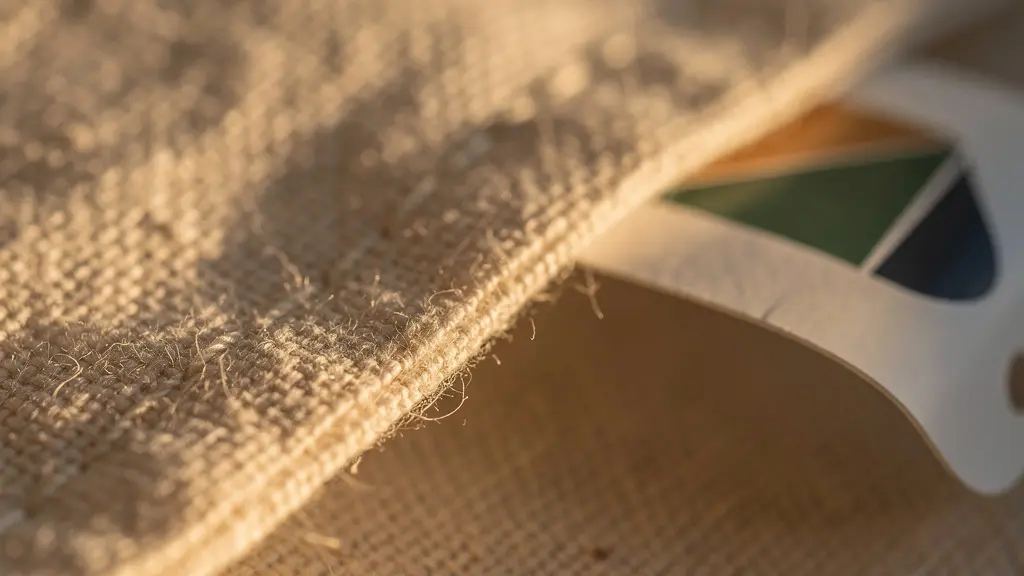 Close-up macro shot of sustainable clothing label showing certification marks