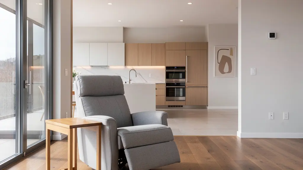 Modern home interior with accessible design features for aging in place