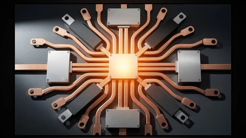 Cross-section view of processor with heat spreader and thermal mass components