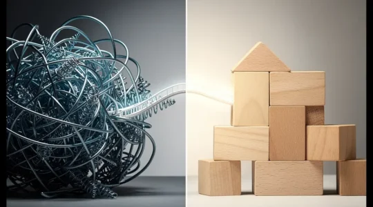 Expert transforming complex technical diagrams into simple visual building blocks