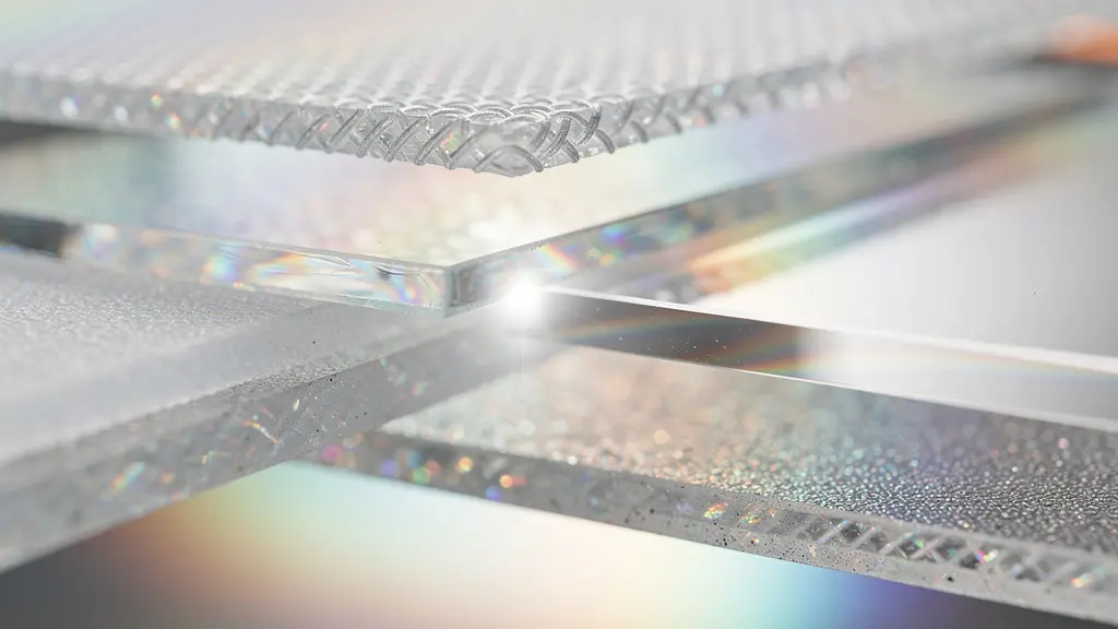 Macro view of layered transparent materials representing visual compression and optimization